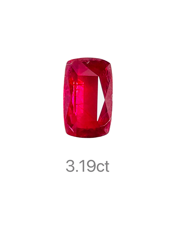 3.19ct Natural unheated ruby gemstone untreatment vivid red color mozambique by partner of WB Gem WB RG08