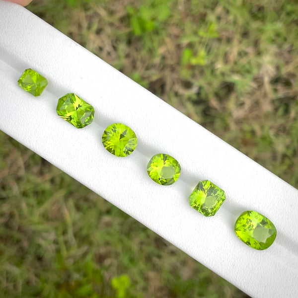 wholesale lot 20.14ct 6 pieces Natural peridot gemstone green vivid color loose stone precision cut afghanistan WB Gem PDB04