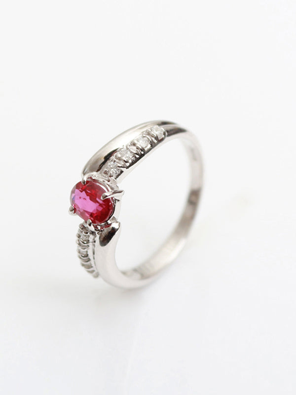 certificate 4.56g  Natural ruby ring for women site stone diamond PT900 gold jewelry WB Gem AE05