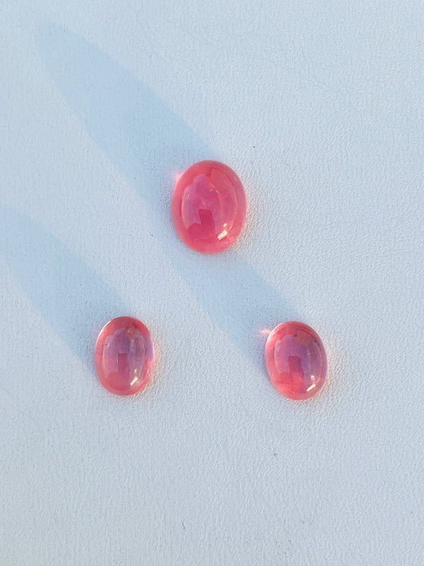 Rare rhodochrosite one set customize 10.36ct 3pcs Natural gemstone cabochon pink color high clarity WB Gem OTF01 rhodochrosite crystal