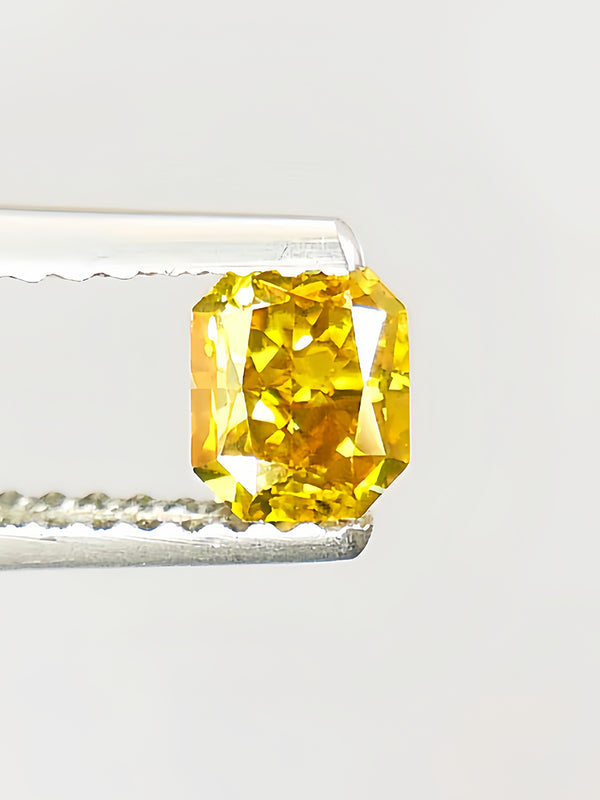 Certificate 0.61Ct Natural fancy intense yellow diamond intense color no treatment WB Gem  AD6