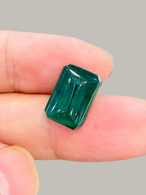 9.42ct Natural emerald gemstone loose stone prefect cut cabochon vivid green color zambia by partner by partner of WB Gem EMG05