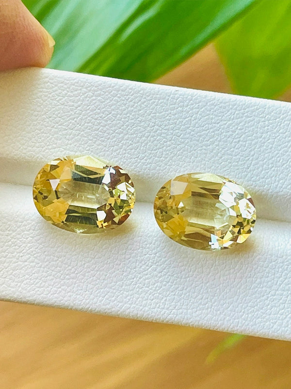 pair 12.33 Ct Natural yellow beryl gemstone loose stone golden color brazil beauty cusom cutting WB GemBLC02
