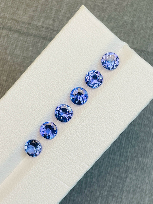 One set 3.30ct Natural tanzanite gemstone blue color round shape tanzania bracelet design jewelry WB Gem TZF14