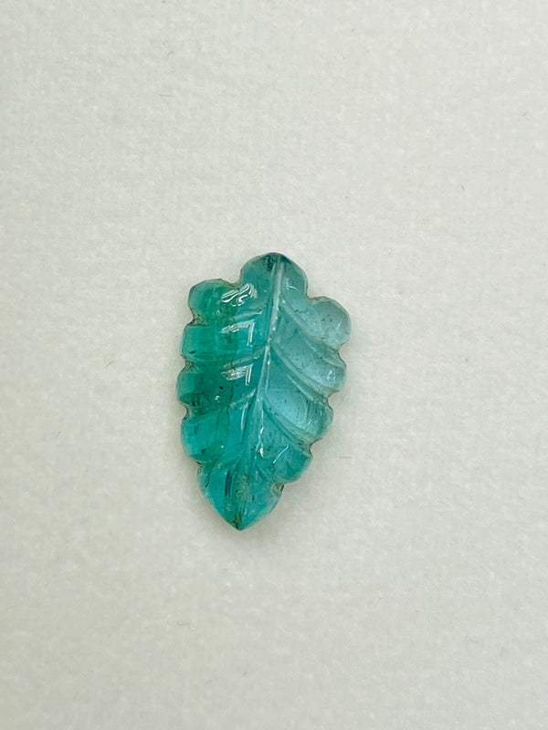 3.7Ct Natural emrald leaf carving gemstone loose stone green intense zambia  WB Gem  EMA58