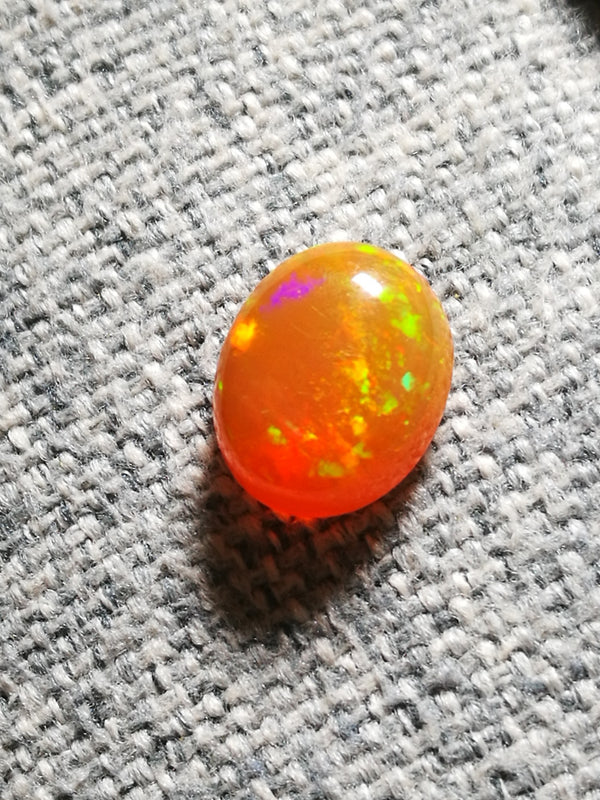 2.83Ct Natural fire opal mexican gemstone play color loose stone cabochon WB Gem    OPA08