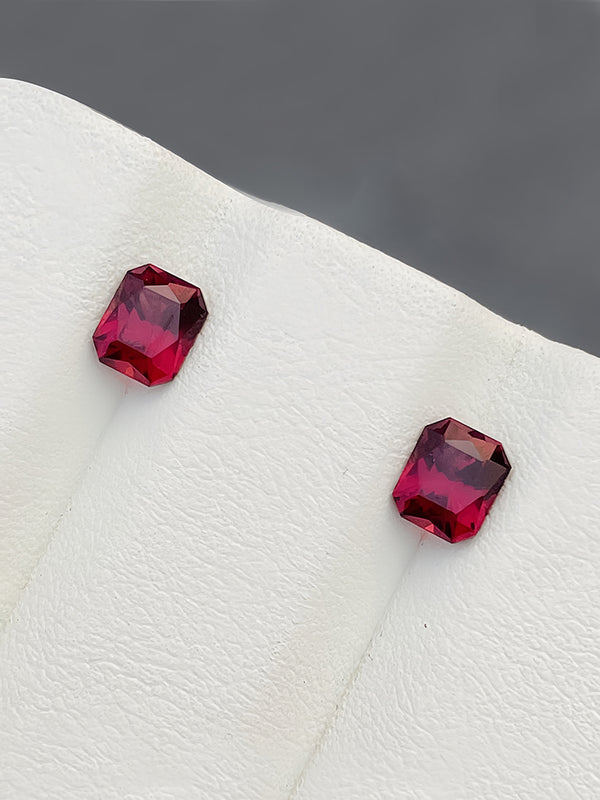 pair 2.18Ct Natural rhodolite garnet gemstone umbalite loose stone wine red color WB Gem  GNC04