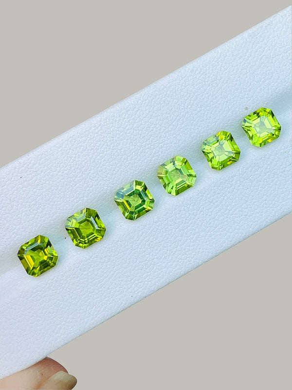 pair and single available 1.24-1.42ct Natural peridot gemstone loose stone green color assher cut WB Gem PDB05