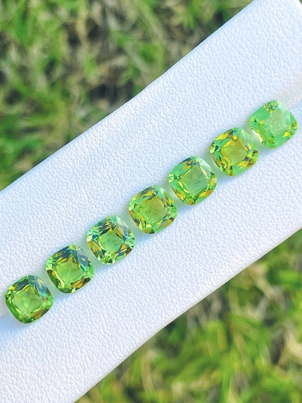 design set 9.84ct 7pieces Natural peridot gemstone loose stone color germany cut afghanistan WB Gem F231