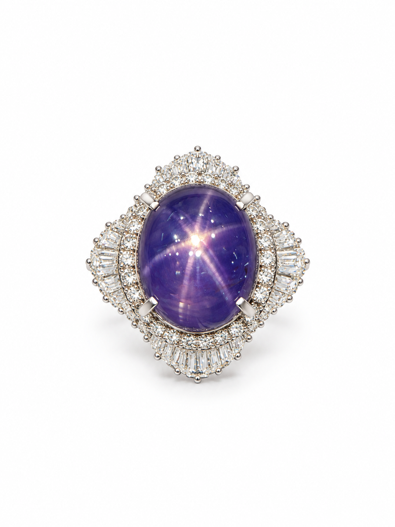 45ct star sapphire purple top ray and clean clarity ring collector Wbgem GG95
