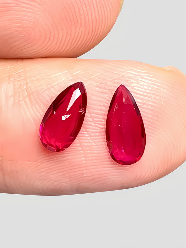 Ruby Pair 2.03 carat cerifiacted AIGS Natural unheated Ruby pigeon blood color  naked stone fine cutting for advanced customized jewellry WB Gems RC02