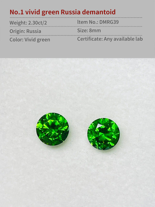 pair 2.30ct Natural russia urals demantoid gemstone loose stone vivid green 1st color rare clean clarity by partner of WB Gem DMRG39