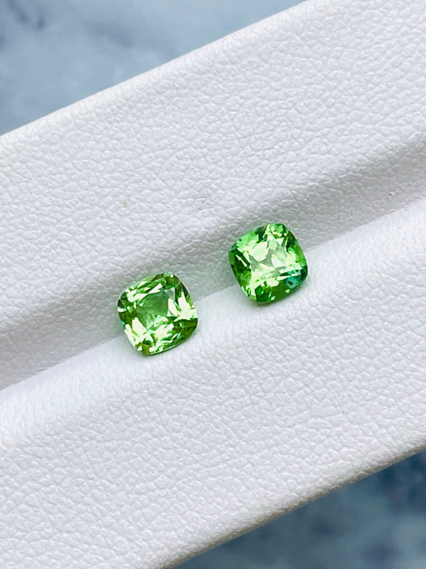 1.58Ct Natural tsavorite pair gemstone loose stone green color tanzania custom cutting WB Gem   TSC01