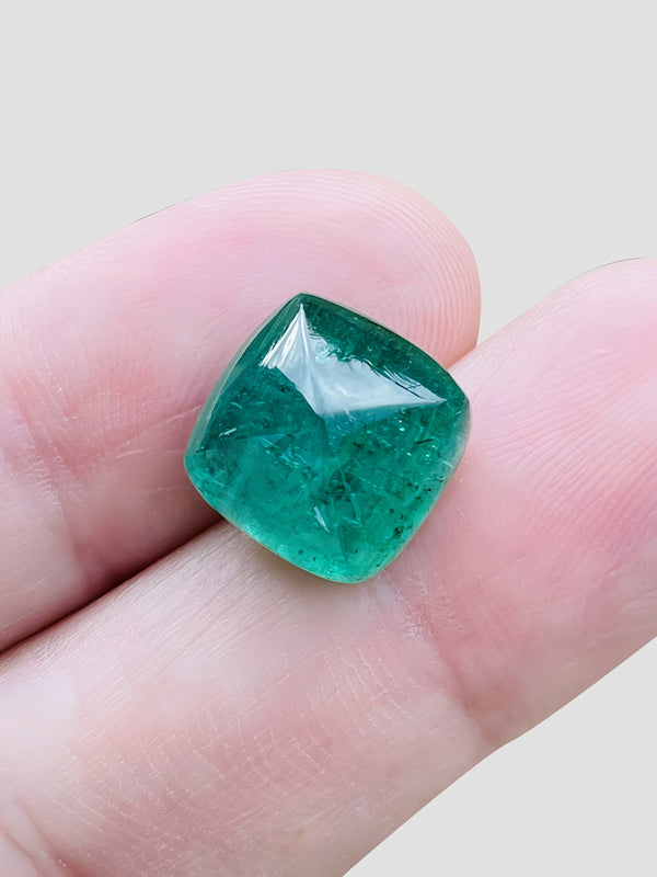GIA Certificate 8.44 Ct Natural Emerald Cabochon Sugarloaf Vivid Green Zambia Gemstone  WB Gems  EMA17