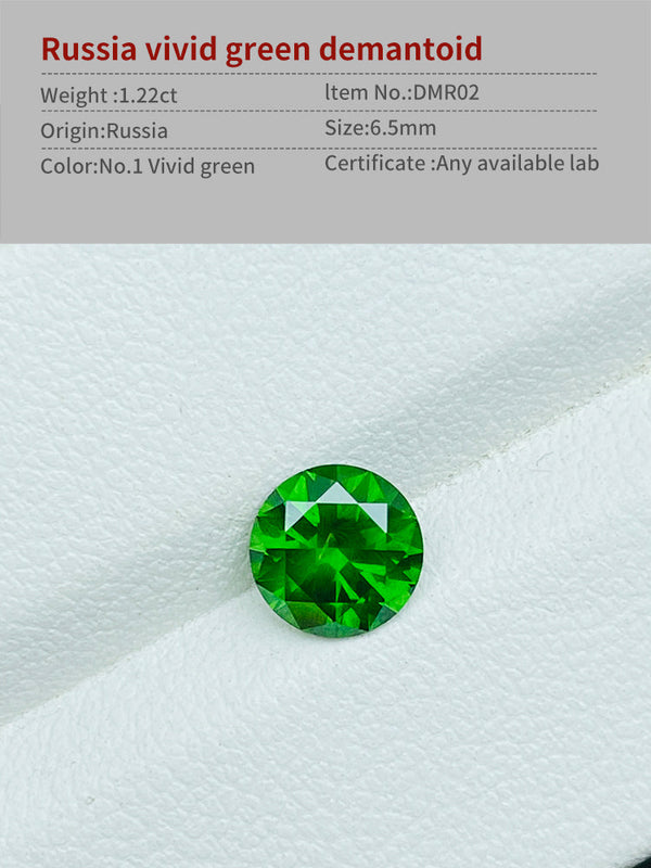 1.22Ct Natural russia demantoid gemstone loose stone vivid green color diamond cutting clean clarity at slight horail WB Gem DMR02