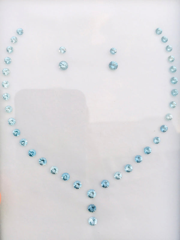 set 10.2Ct Natural aquamarine gemstone loose stone nearly santa marine color round necklace WB Gem  F61
