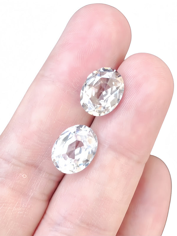 13.16Ct pair Natural zircon gemstone loose stone white color cambodiazircon WB Gem ZCC01
