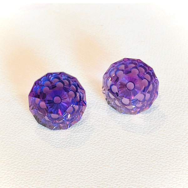 pair 19.63Ct Natural amethyst gemstone purple color loose stone fancy custom cut bolivia WB Gem AMB03