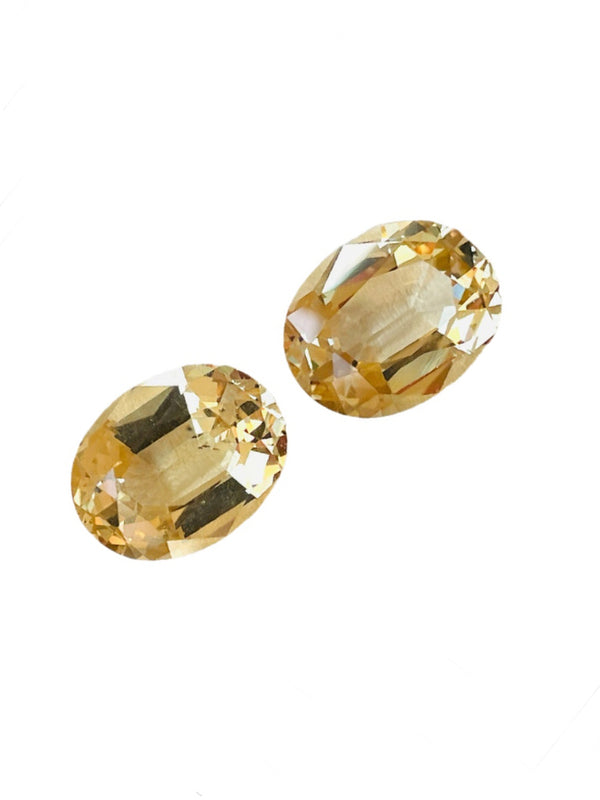 pair 25.4ct Natural yellow beryl gemstone loose stone golden color brazil WB Gem BLC05