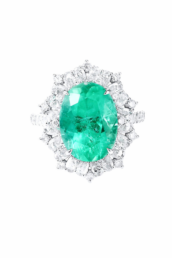 5.47 Carat GlA Certificate No Oil Emerald Rare Ring Russia Origin Platinum Gold with Diamond 7.81 Gram E025