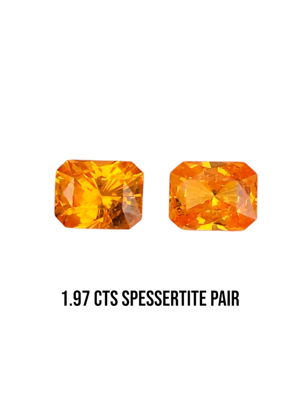 pair1.97Ct Natural fanta garnet spessartine gemstone Nigeria fanta color loose stone precision cut WB Gem SAC01