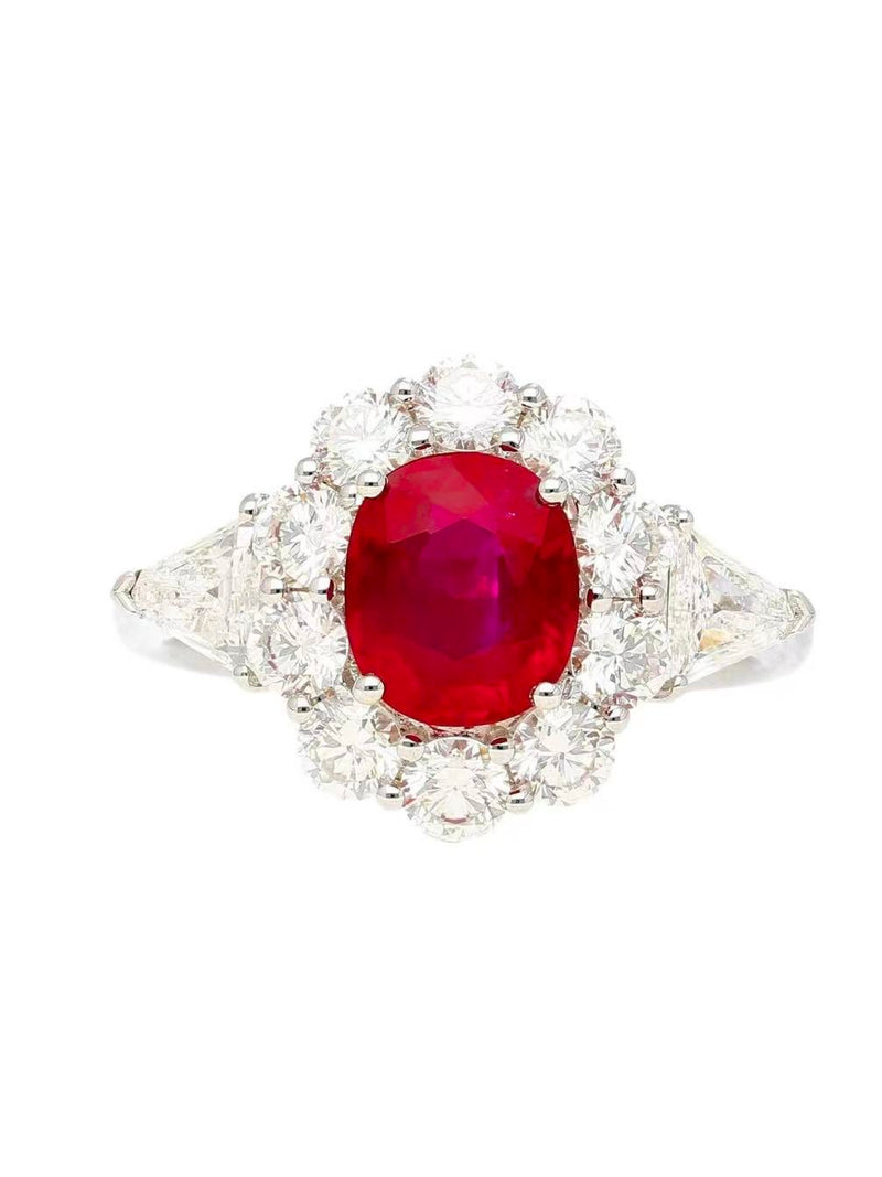 GRS certified 5ct unheated Burma ruby Pigeon Blood color with diamond Ring  Collection   Wbgem GG31