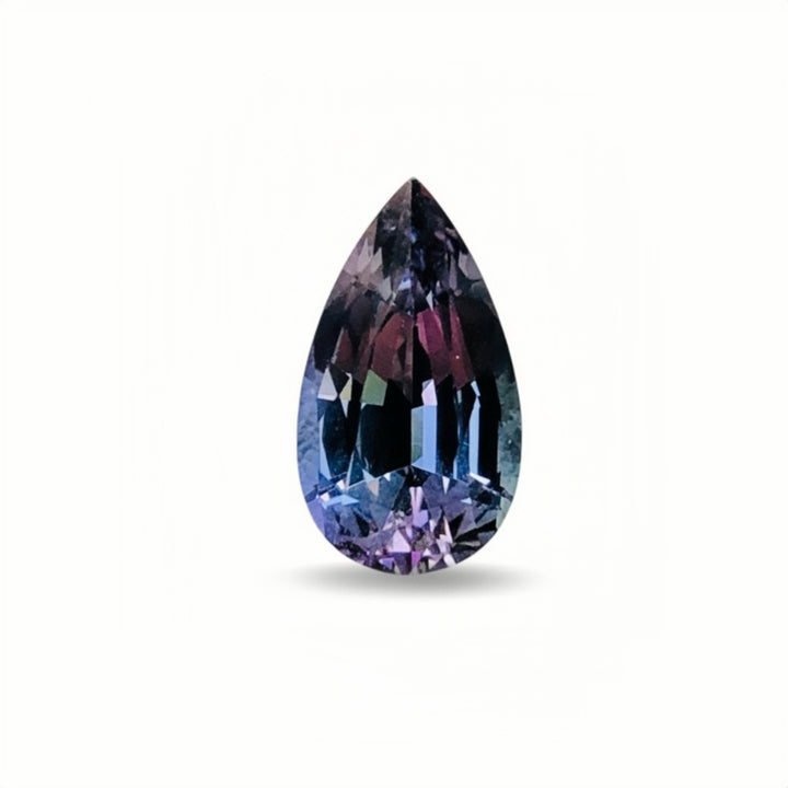 5.00ct Violethish Blue Tanzanite - Pear Faceted Cut, AIG Certified