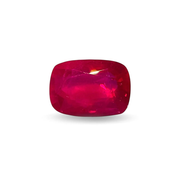 Rectangular red gemstone on a white background Natural Burma Ruby 7 Carat Big Size