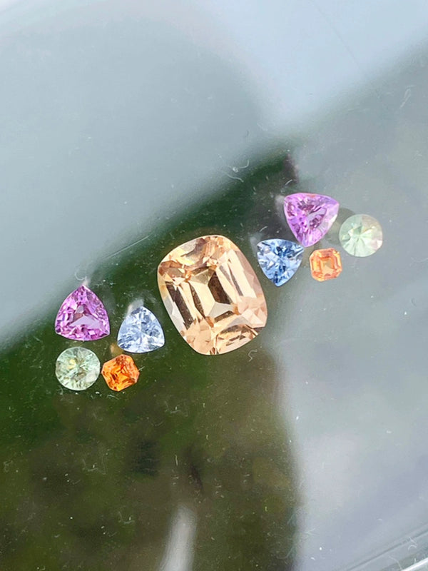 ein Satz Ringdesign 2,8 ct natürlicher goldener Granat Ring Farbe Edelstein lose Stein Präzisionsschliff WB Gem F302
