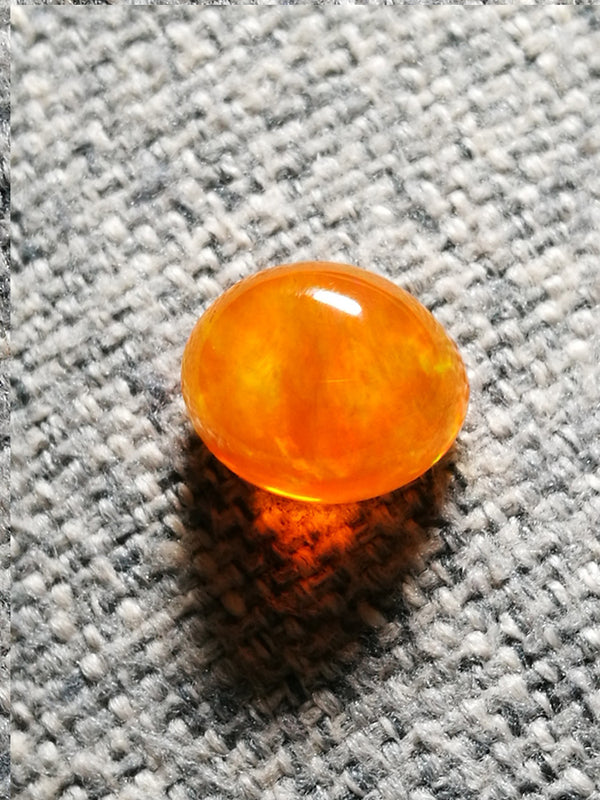 2.98 克拉天然火蛋白石墨西哥宝石橙色游彩裸石凸圆面 WB 宝石 OPA05
