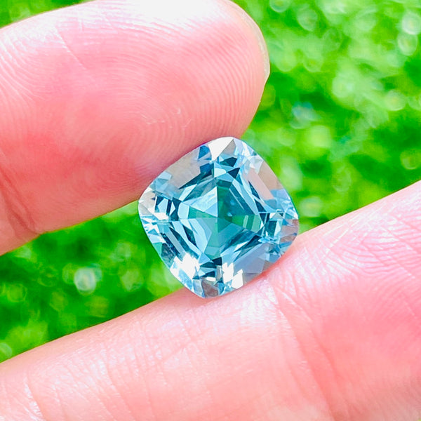 圣玛丽亚颜色 6.53 克拉天然海蓝宝石裸石宝石完美切工巴西 WB 宝石 AQA22