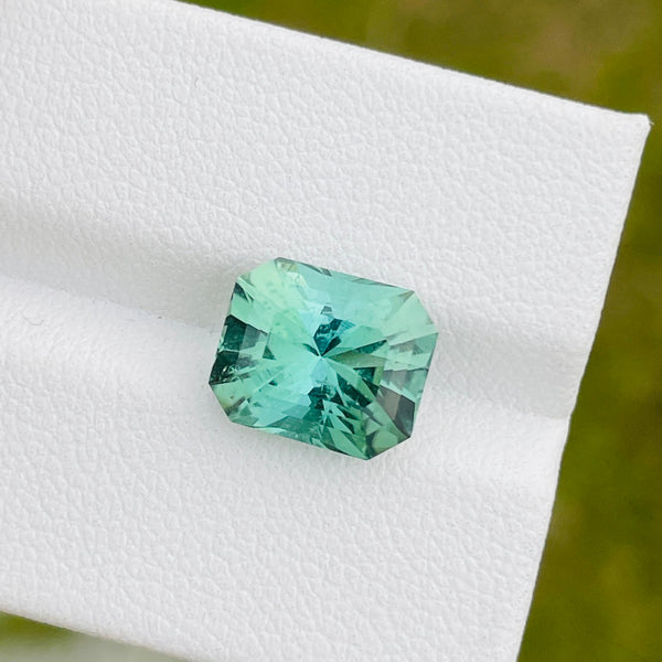 4.35Ct Natural tourmaline gemstone afghanistan bluenish green color loose stone precision cut WB Gem TMA31
