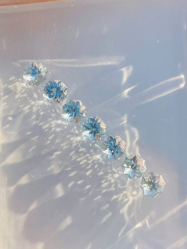 一套 4.55 克拉天然海蓝宝石原石精密切割 2A 颜色 WB 宝石 F232