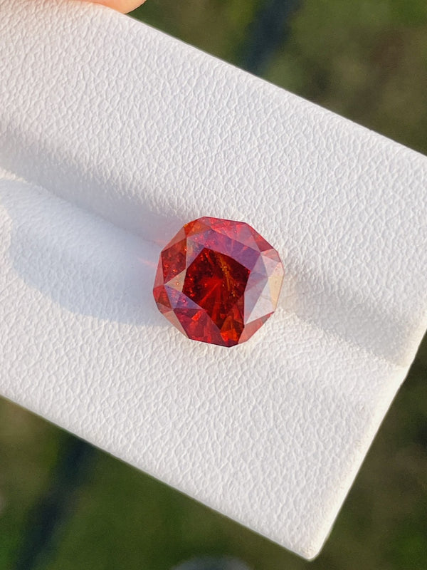 6.25Ct Natural Sphalarite gemstone red orange color loose stone precision cut spain WB Gem SLA05