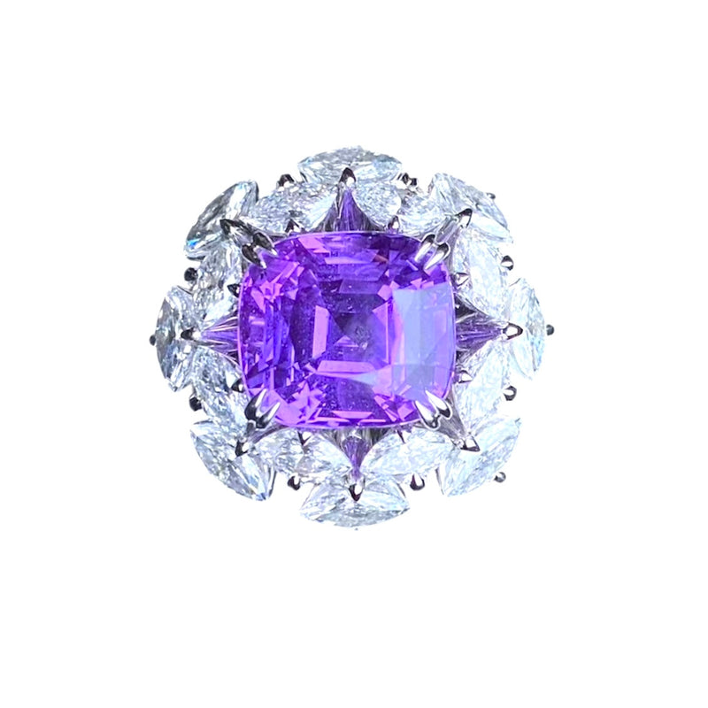 Unheated 15ct Purple Sapphire Ring with Diamonds – GRS Certified