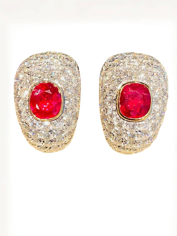 Unheated Burma Ruby Earrings 2.09ct – Pigeon Blood Color, GRS Certified