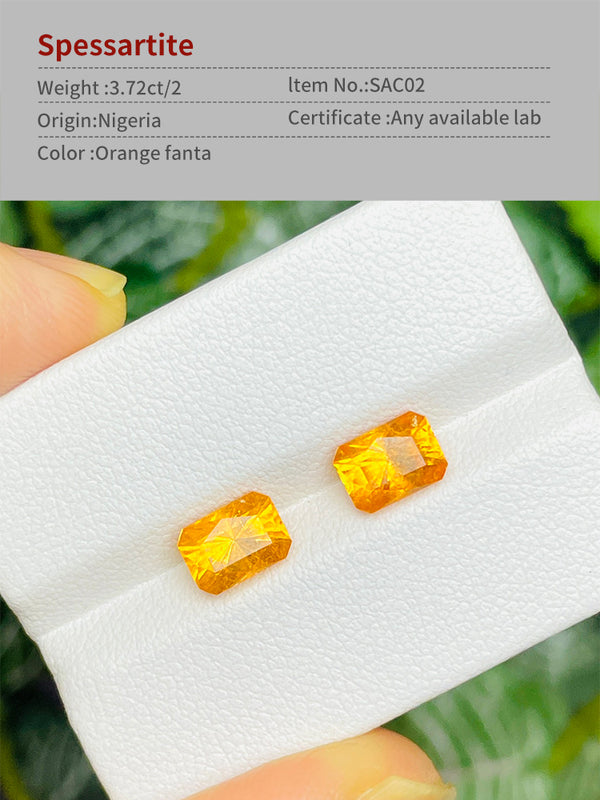 3.72Ct  Natural fanta garnet spessartine gemstone Nigeria fanta color loose stone precision cut WB Gem SAC02