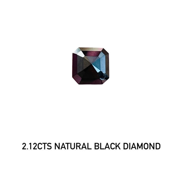 GIT certificated 2.12Ct Natural black diamond gemstone loose stone sugarloaf cut clean clarity afraican WB Gem D75