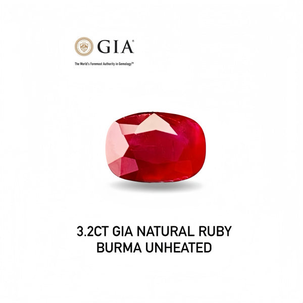 3.20ct GIA Certificate Natural ruby Burma unheated Red color eye clean quality Gemstone Wbgem RMA111