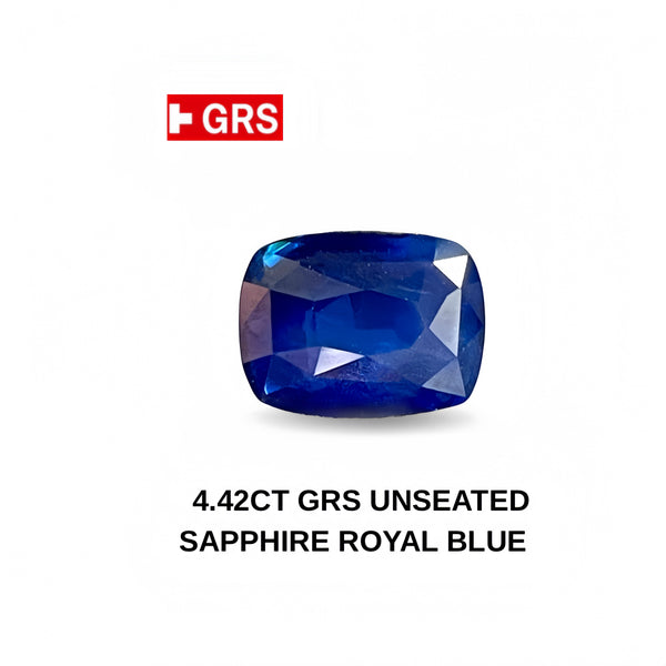 4.42 Carat GRS Certified Unheated Royal Blue Sapphire Cushion Cut Srilanka Gemstone SB442