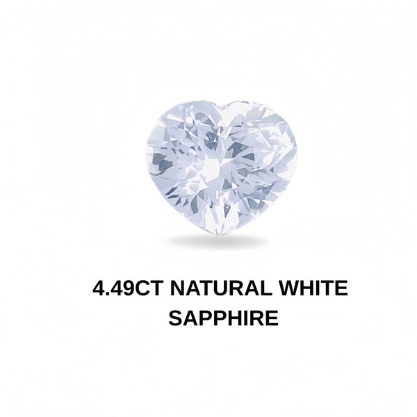 4.49ct AlGS Certified Natural White Sapphire Pure White Color Gemstone Eye clean quality Precision cuttingas diamonds SA25