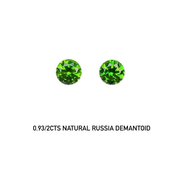 0.93ct Pair 100% clean at 1st vivid green color Vibrant Russia demantoid collection DRC05