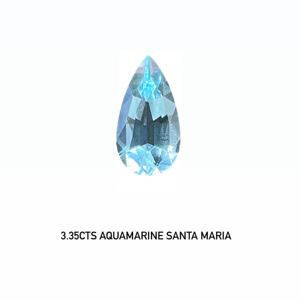 3.35ct Natural Aquamarine Santa Maria color perfect cutting eye clean quality Gemstone AQA84