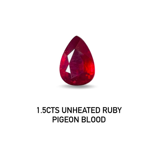 1.50 ct Natural Pear Shaped Ruby - AIGS Certified Vibrant Pigeon's Blood Red Gem RA99  WB Gem