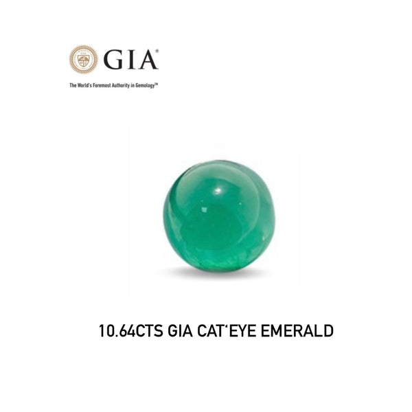 GIA Certificated 10.63 Carat Natural Cat’eye Emerald Zambia Gemstones Green Color WB Gems  EMA07