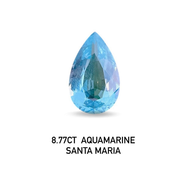 8.77Ct santa marine color Natural Aquamarine gemstone GUILD Certificated Fine germany Cut loose stone WB Gems  AQA25