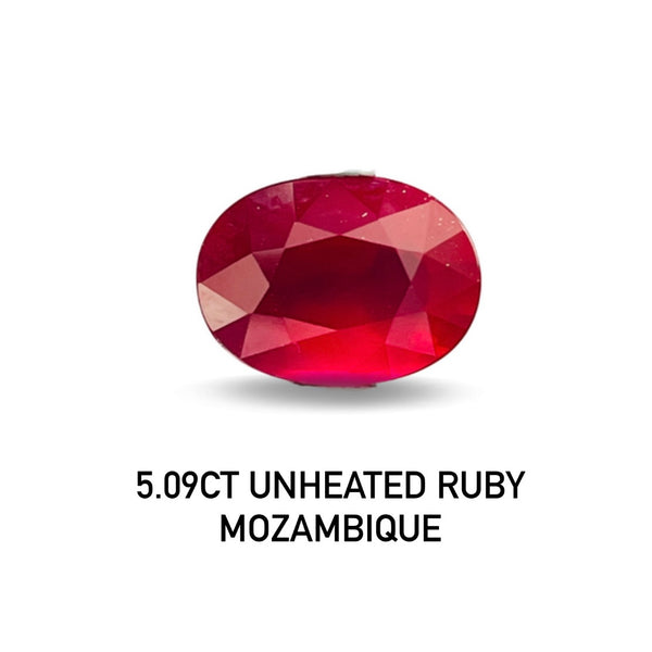 5.09ct Unheated Ruby Excellent Cut Natural Mozambique Ruby Gemstone Wbgem 5.09