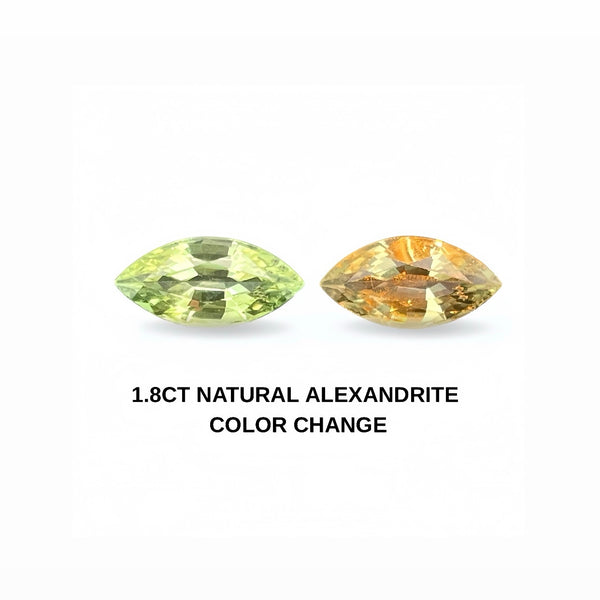 1.8ct ICA Certified Alexandrine color change to orange yellowclean clarity AXA39