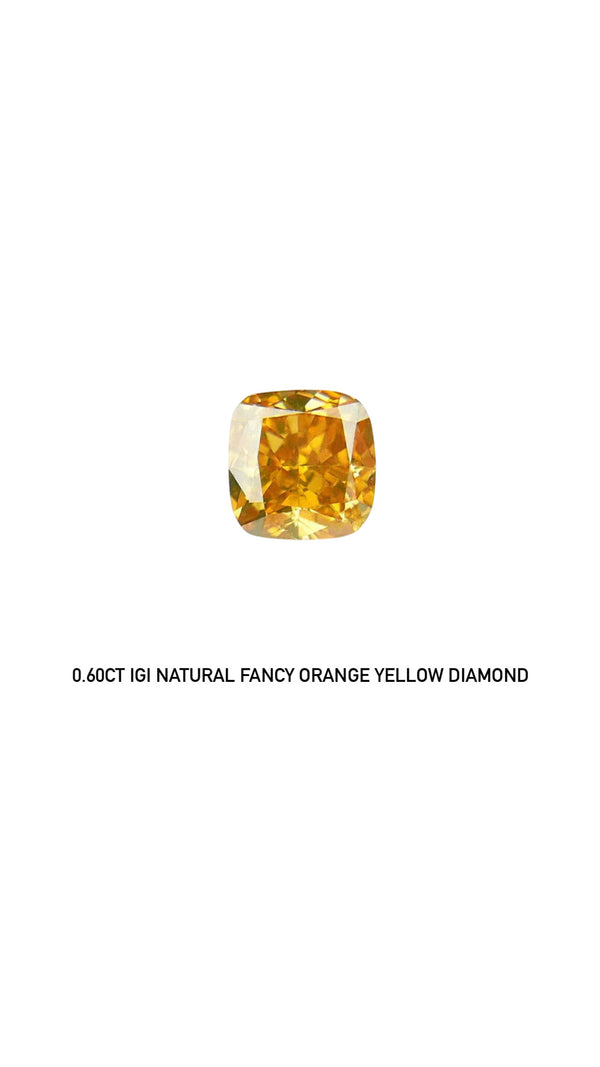 0.60ct IGI Certificate Natural Diamond Fancy Orange Yellow color eye clean quality Gemstone WbgemAD55