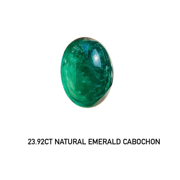 Guild cerificated rare 23.92ct natural Emerald cabochon gemstone vivid green zambia nice luster fine shape WB Gems EMA01